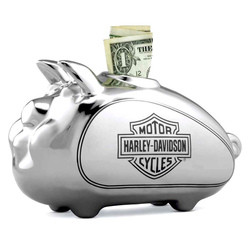 Harley Davidson chrome piggy bank